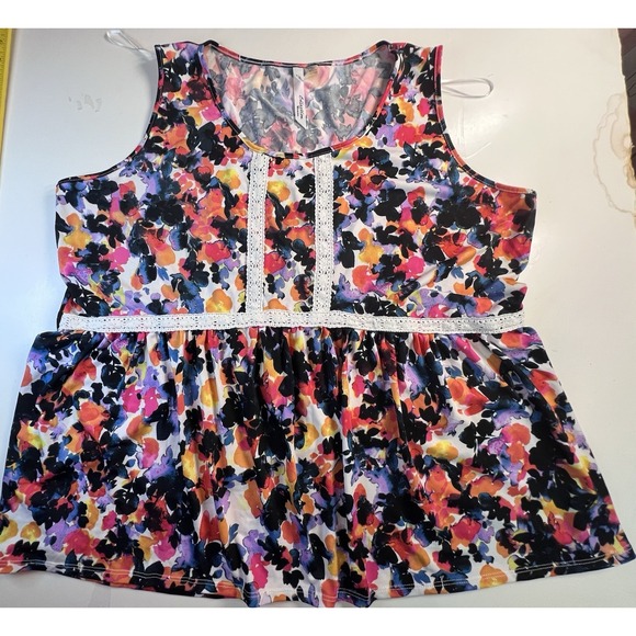NY Collection Women's Size 2X Sleeveless‎ Top Blouse Floral - Picture 1 of 9